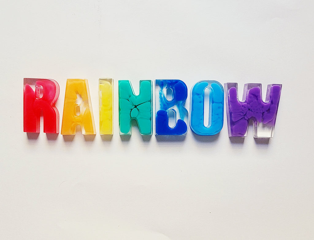 Rainbow Drop Uppercase Resin Alphabet set