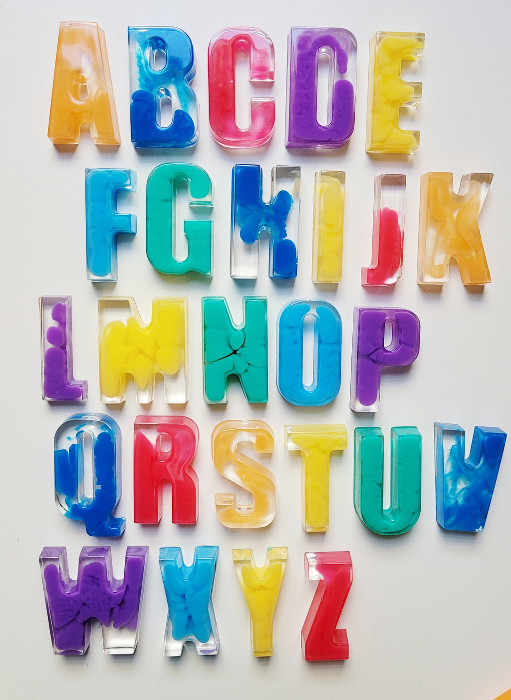 Rainbow Drop Uppercase Resin Alphabet set